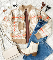 Wren Printed Zip Sweater Cardigan