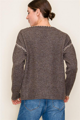 Stitch Notch Neckline Sweaters - 4 Colors!