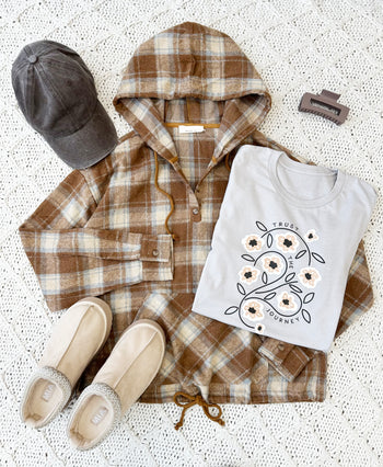 Brown Plaid Flannel Hoodie