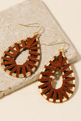 Teardrop Faux Leather Wrapped Earrings - 3 Colors!