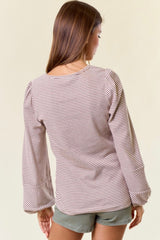 Oat & Brown Bubble Sleeve Top