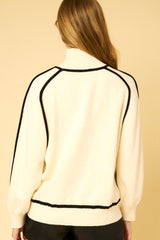 Ivory Black Seam Detail Sweater