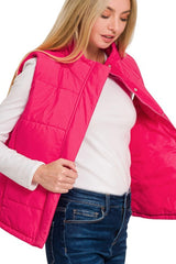 Hot Pink Basic Puffer Vest