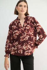 Burgundy Floral Blouse