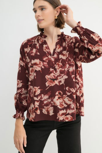 Burgundy Floral Blouse