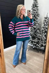 All Kinds Of Happy Striped Zip Top