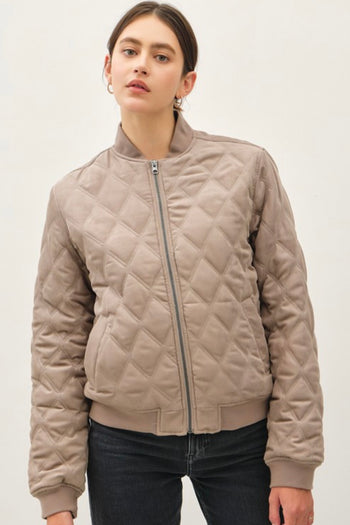 Diamond Quilted Fur Lined Bomber Jackets - 2 Colors!