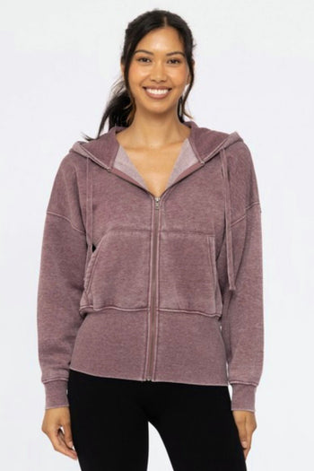 Mono B Dark Plum Zip Up Hoodie