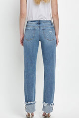 Lovervet Mid Rise Cuffed Straight Distressed Jeans