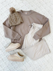 Mono B Mocha Relaxed Fleece Sweatshirt