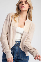 Uneven Hem Elbow Patch Cardigan