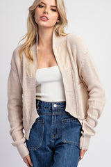 Uneven Hem Elbow Patch Cardigan