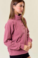 Marsala Brushed Mock Pullover