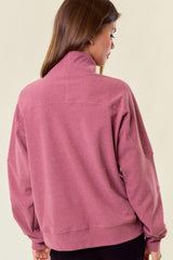 Marsala Brushed Mock Pullover