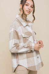 Taupe Keep Shining Gray Plaid Shacket