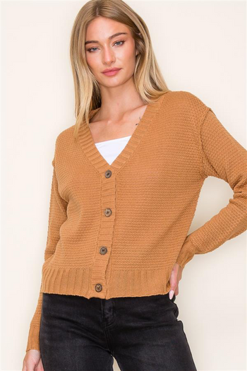 Golden Waffle Textured Cardigan