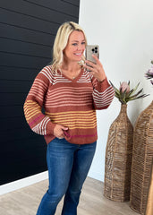 New Adventure Striped Vneck Sweaters - 2 Colors!