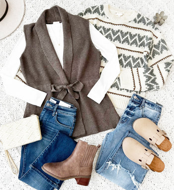 Gray & Brown Alpine Sweater