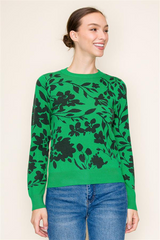 Holiday Green Floral Sweater