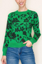 Holiday Green Floral Sweater