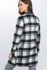 Black Plaid Shacket Coat