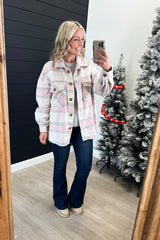 Pink & Gray Dream Big Soft Plaid Shacket