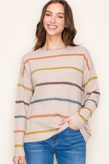 Striped Stitched Sweater