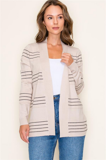 Oatmeal Stitched Cardigan