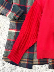 Red Cable Sleeve Knit Sweater