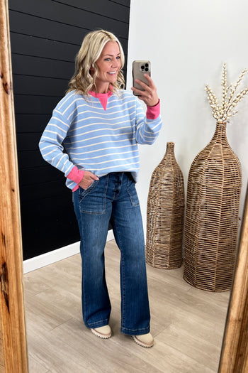 Blue & Pink Striped Pullover