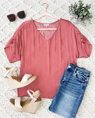 Canyon Rose Layered Sleeve Top