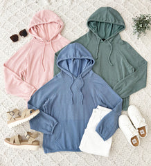 Ribbed Elastic Waist Hoodies - 3 Colors!