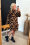 Camel & Black Floral Mock Sweater Dress