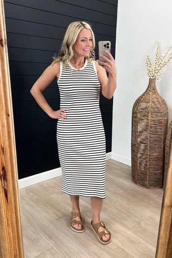 Black Striped Midi Tank Dress