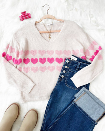 Soft Hearts V-neck Sweater