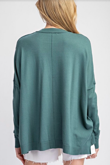 Juniper Green Seam Detail Top