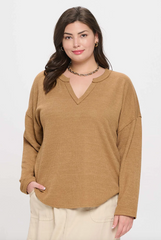 Notch Neck Knit Top - 3 Colors!