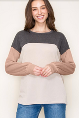 Mauve Sleeve Colorblock Top