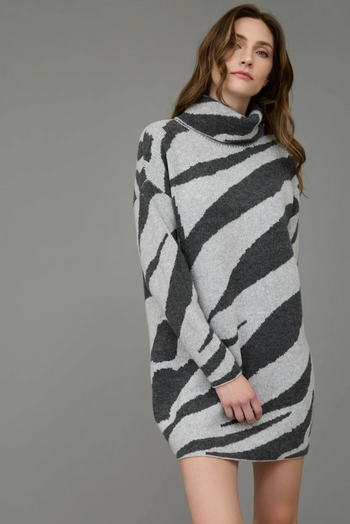 Charcoal Animal Print Sweater Dress - FINAL SALE