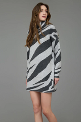 Charcoal Animal Print Sweater Dress - FINAL SALE