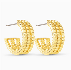 Amanda Blu Mia Polished Triple Hoop Huggie Gold Earrings