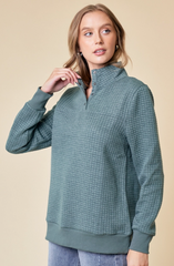 Teal Weekend Outing Quilted Pullovers