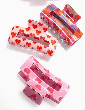 Heart Pattern Hair Clips - 3 Styles!