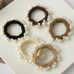 Textured Seamless Pearl Hair Tie Set