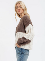 Brown Cable Tie Bow Back Sweater