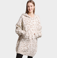 Leopard Print Soft Hooded Snuggie With Pockets - 2 Colors!