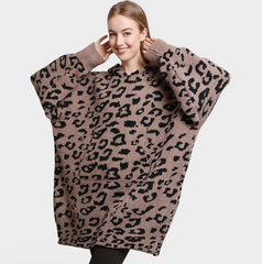 Leopard Print Soft Hooded Snuggie With Pockets - 2 Colors!