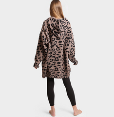 Leopard Print Soft Hooded Snuggie With Pockets - 2 Colors!