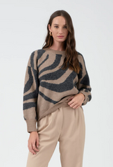 Mocha & Charcoal Animal Print Sweater