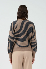 Mocha & Charcoal Animal Print Sweater